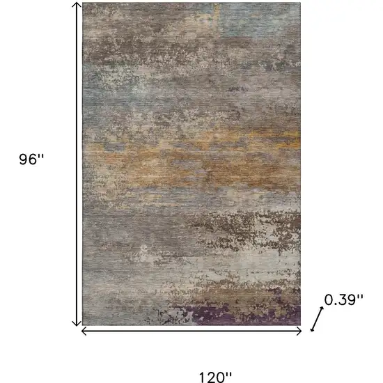 Brown And Gray Abstract Washable Area Rug With UV Protection Photo 9