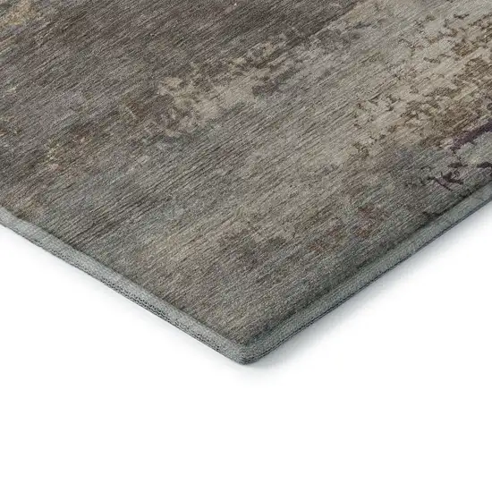 Brown And Gray Abstract Washable Area Rug With UV Protection Photo 7