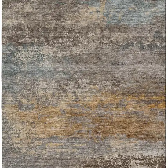 Brown And Gray Abstract Washable Area Rug With UV Protection Photo 4