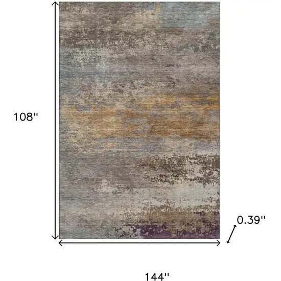 Brown And Gray Abstract Washable Area Rug With UV Protection Photo 9