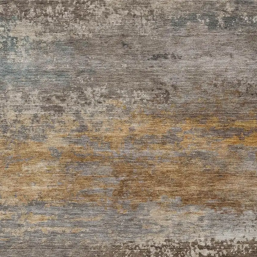 Brown And Gray Abstract Washable Area Rug With UV Protection Photo 3