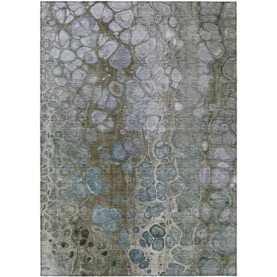 Brown And Gray Abstract Washable Indoor Outdoor Area Rug Photo 1