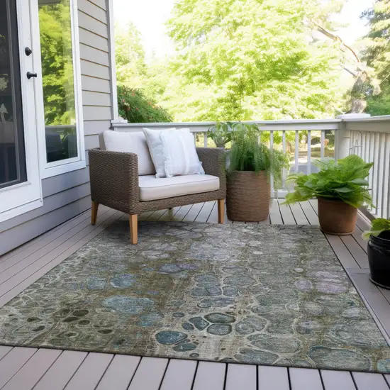 Brown And Gray Abstract Washable Indoor Outdoor Area Rug Photo 8