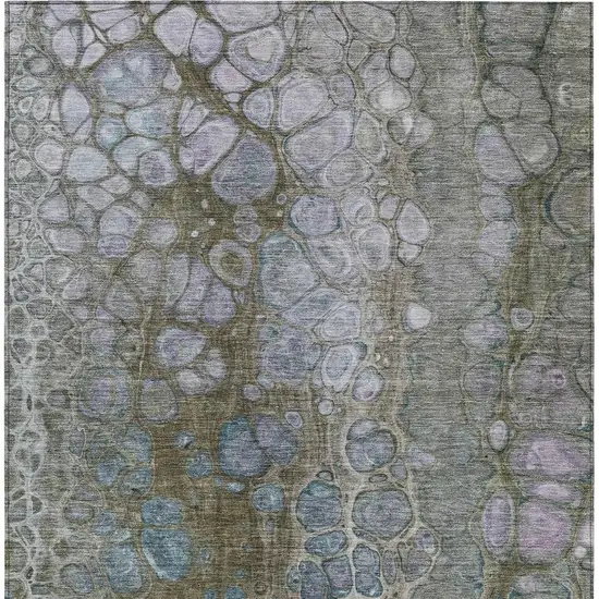 Brown And Gray Abstract Washable Indoor Outdoor Area Rug Photo 4
