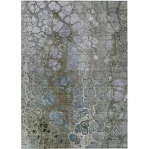 Photo of Brown And Gray Abstract Washable Indoor Outdoor Area Rug