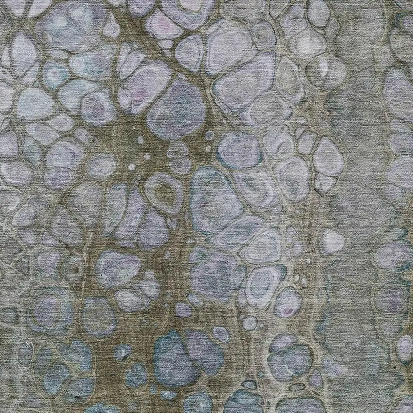 Brown And Gray Abstract Washable Indoor Outdoor Area Rug Photo 4