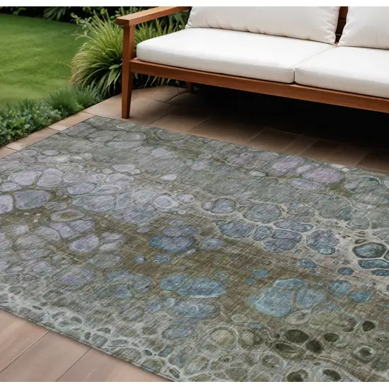 Brown And Gray Abstract Washable Indoor Outdoor Area Rug Photo 2