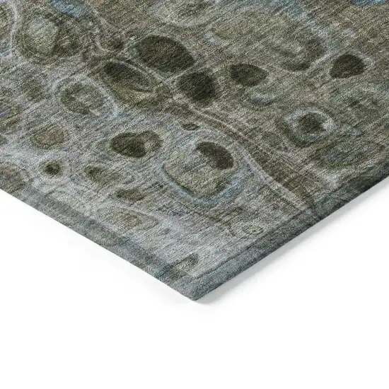 Brown And Gray Abstract Washable Indoor Outdoor Area Rug Photo 9