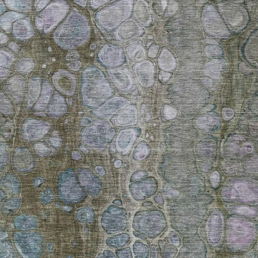 Brown And Gray Abstract Washable Indoor Outdoor Area Rug Photo 4