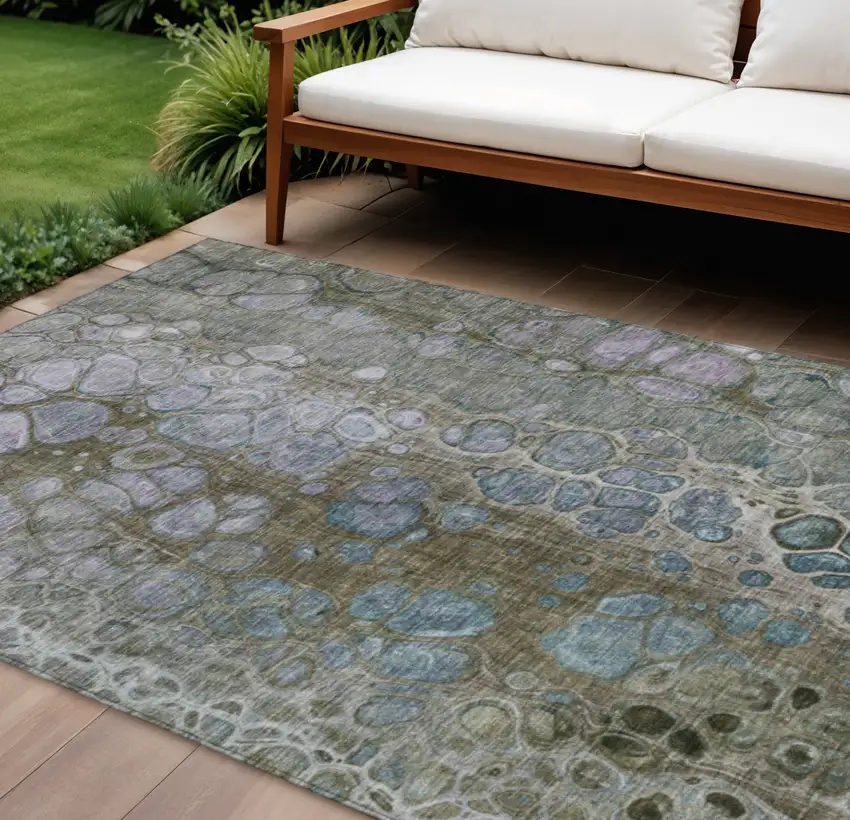 Brown And Gray Abstract Washable Indoor Outdoor Area Rug Photo 2