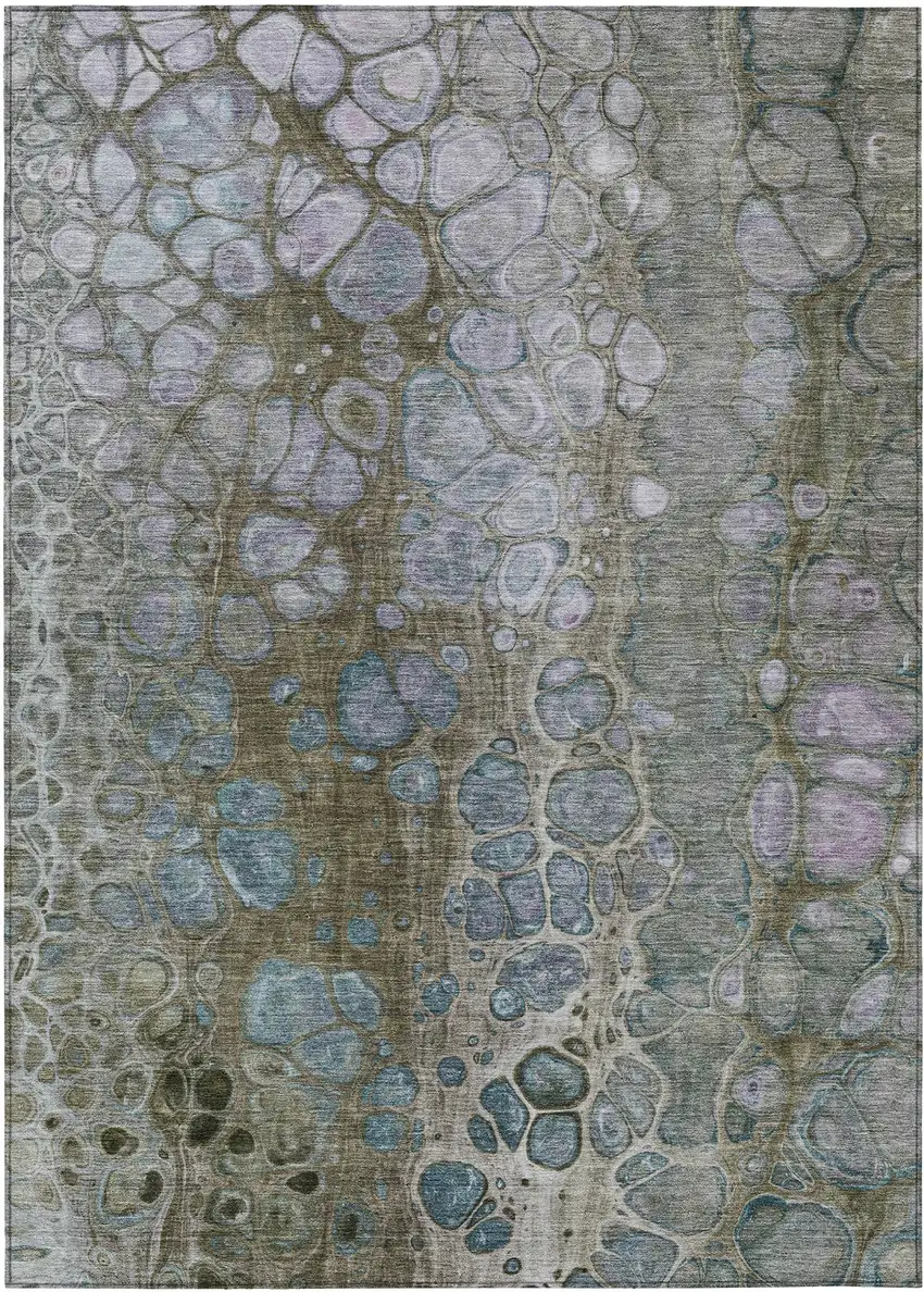 Brown And Gray Abstract Washable Indoor Outdoor Area Rug Photo 1
