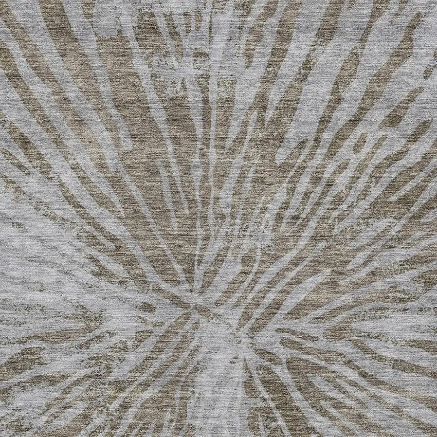 Brown And Gray Abstract Washable Indoor Outdoor Area Rug Photo 6
