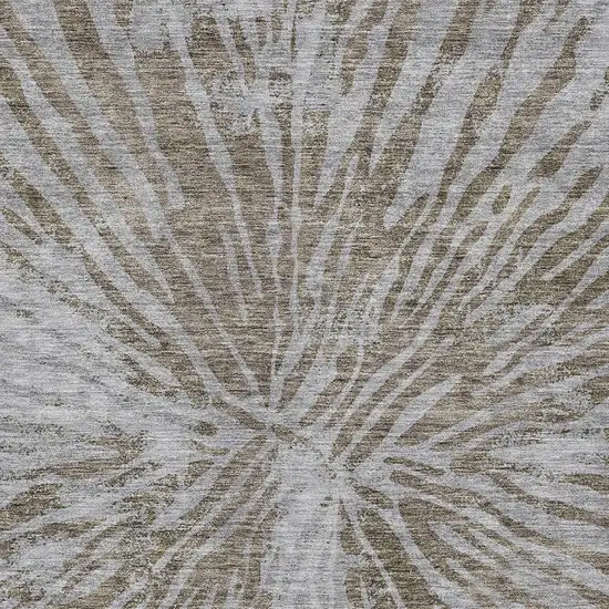Brown And Gray Abstract Washable Indoor Outdoor Area Rug Photo 6