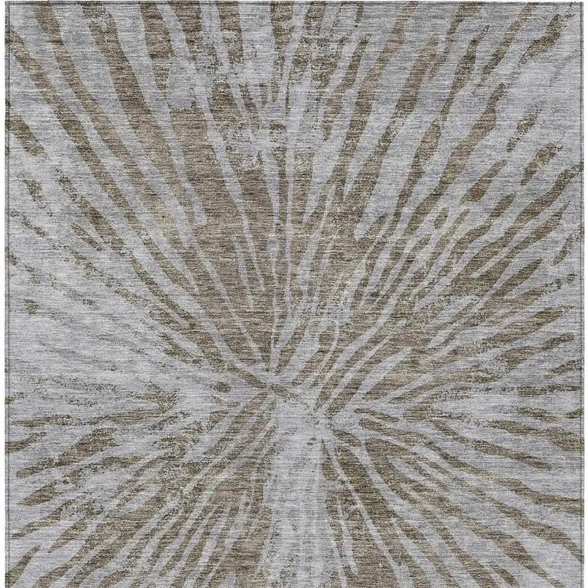 Brown And Gray Abstract Washable Indoor Outdoor Area Rug Photo 7