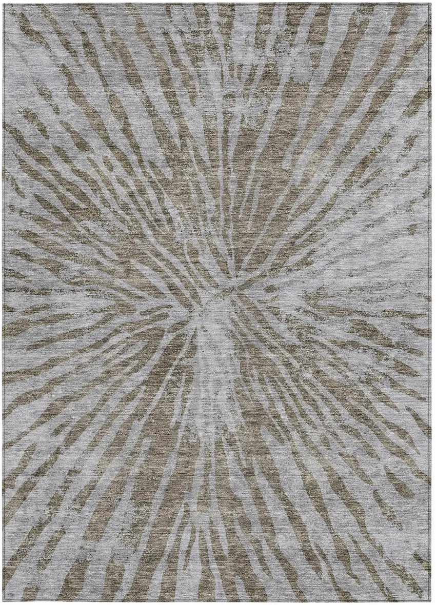Brown And Gray Abstract Washable Indoor Outdoor Area Rug Photo 7