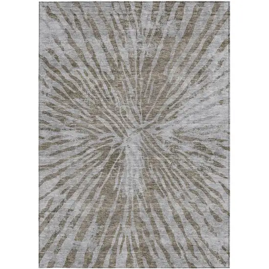 Brown And Gray Abstract Washable Indoor Outdoor Area Rug Photo 7