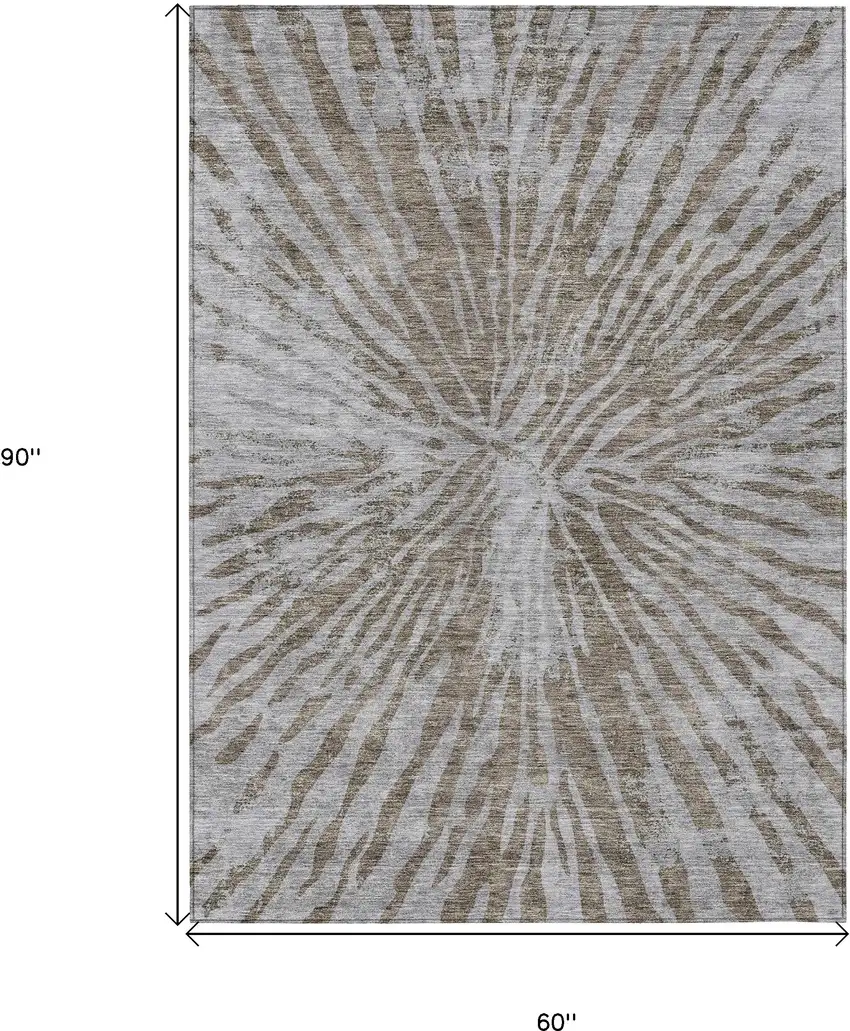 Brown And Gray Abstract Washable Indoor Outdoor Area Rug Photo 3