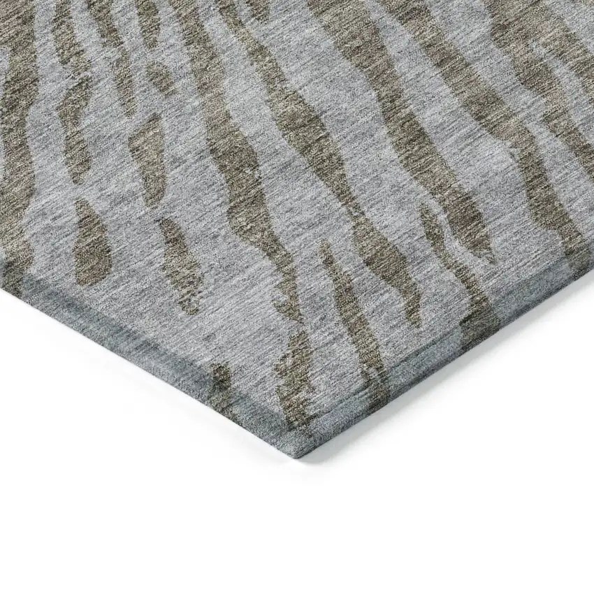 Brown And Gray Abstract Washable Indoor Outdoor Area Rug Photo 5