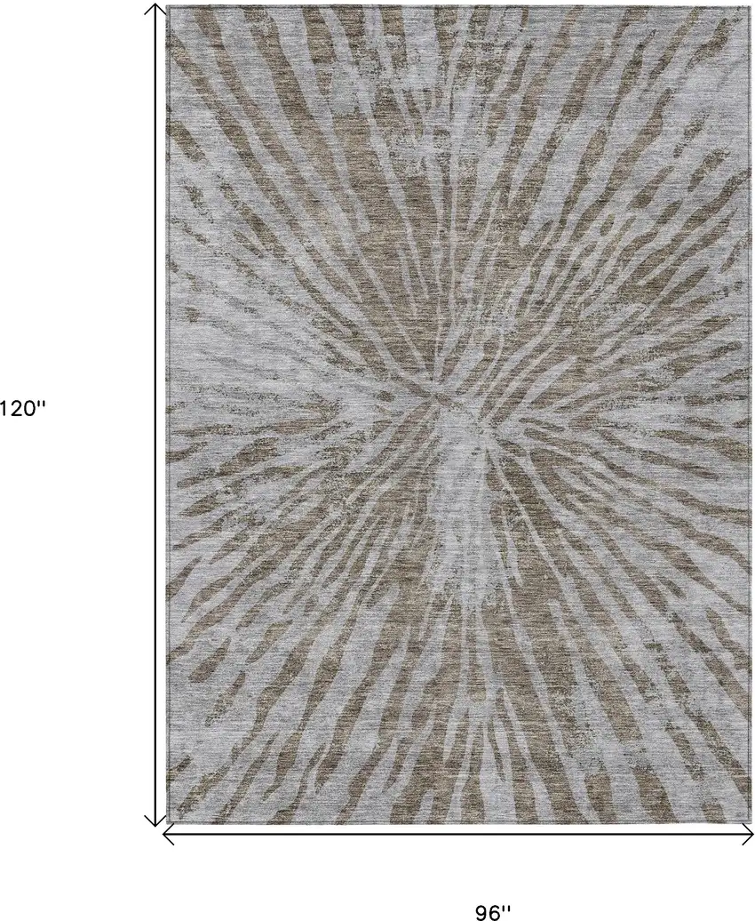 Brown And Gray Abstract Washable Indoor Outdoor Area Rug Photo 3