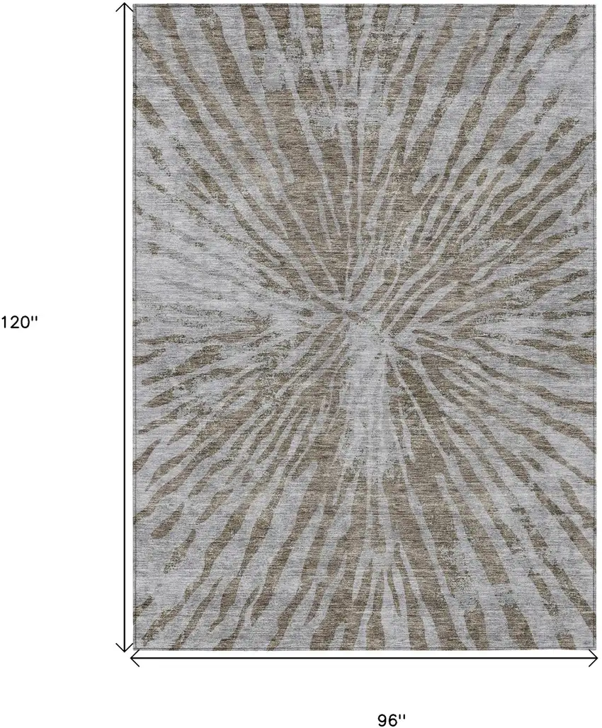 Brown And Gray Abstract Washable Indoor Outdoor Area Rug Photo 3