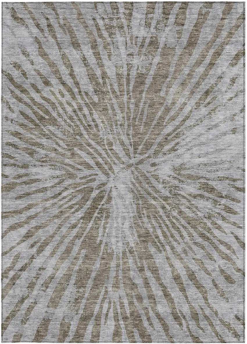 Brown And Gray Abstract Washable Indoor Outdoor Area Rug Photo 7