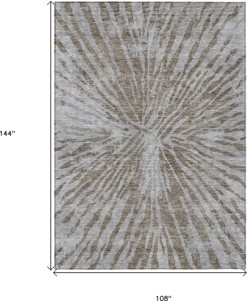 Brown And Gray Abstract Washable Indoor Outdoor Area Rug Photo 3