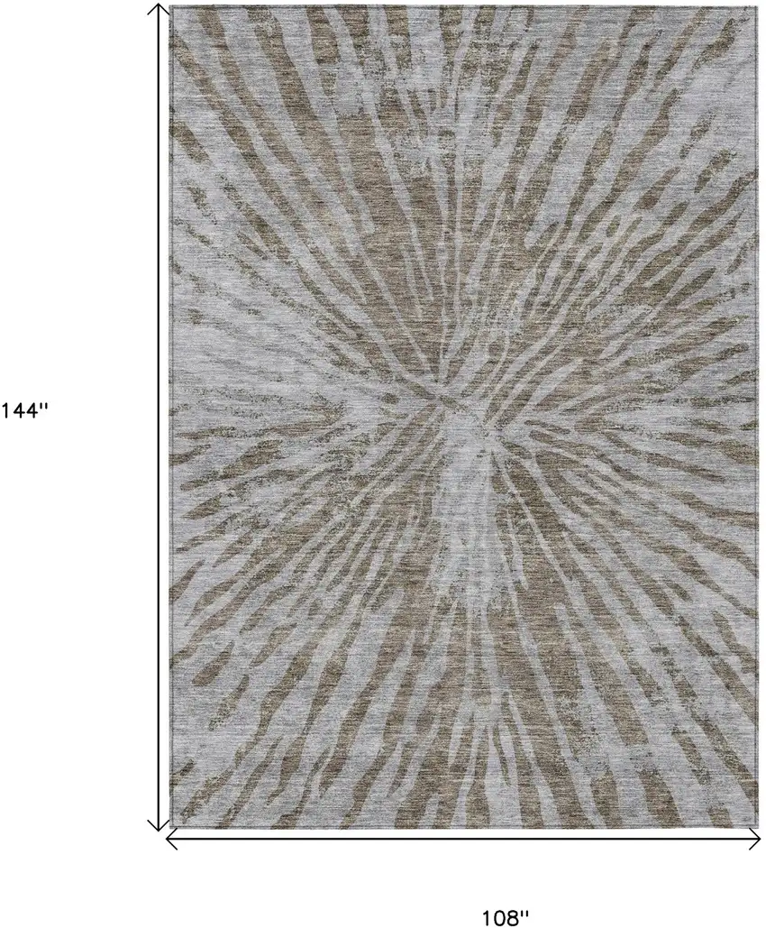 Brown And Gray Abstract Washable Indoor Outdoor Area Rug Photo 3