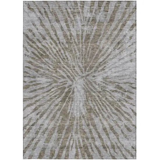 Brown And Gray Abstract Washable Indoor Outdoor Area Rug Photo 7