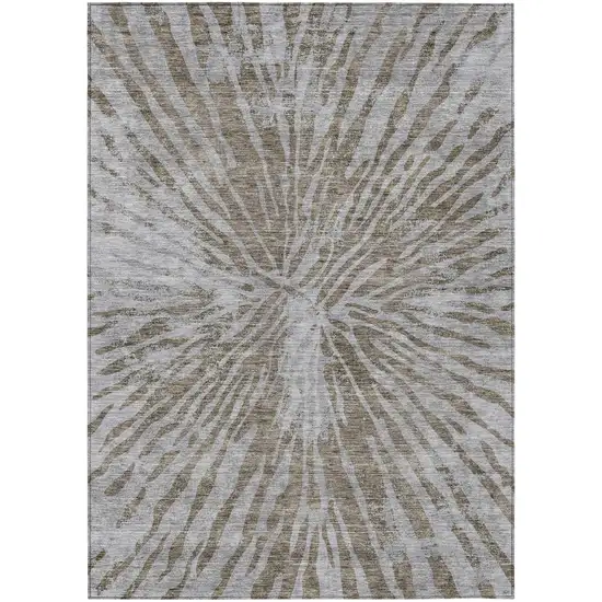 Brown And Gray Abstract Washable Indoor Outdoor Area Rug Photo 2