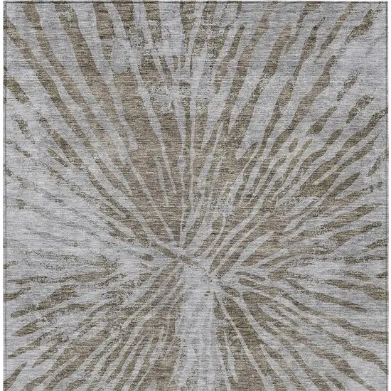 Brown And Gray Abstract Washable Indoor Outdoor Area Rug Photo 7