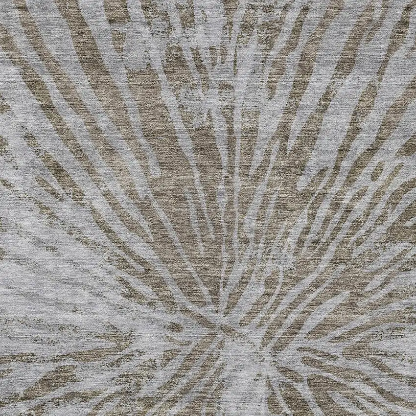 Brown And Gray Abstract Washable Indoor Outdoor Area Rug Photo 6