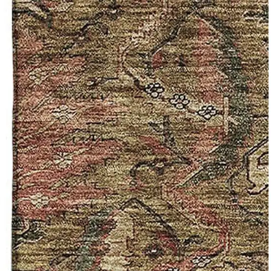 Brown And Gray Damask Washable Area Rug With UV Protection Photo 2