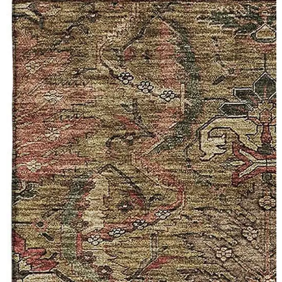 Brown And Gray Damask Washable Area Rug With UV Protection Photo 3