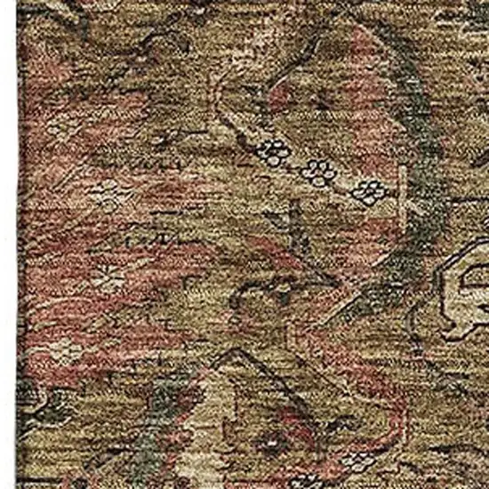 Brown And Gray Damask Washable Area Rug With UV Protection Photo 2