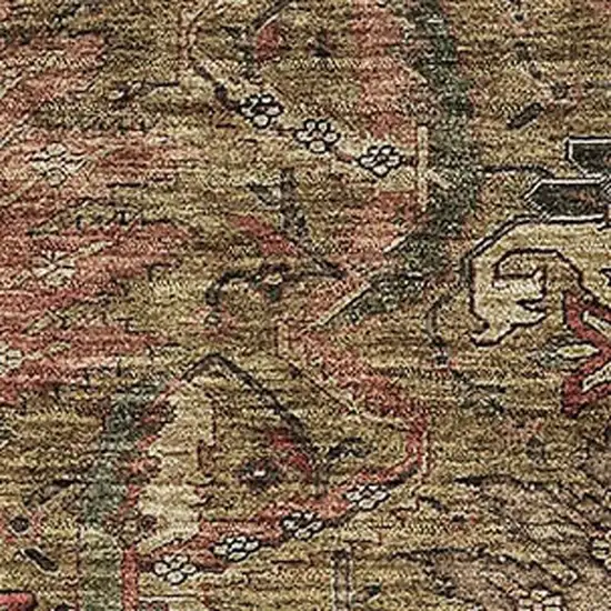 Brown And Gray Damask Washable Area Rug With UV Protection Photo 2