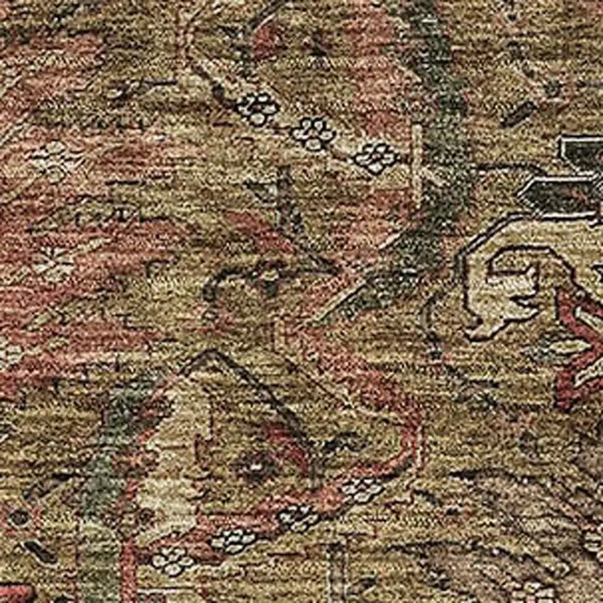 Brown And Gray Damask Washable Area Rug With UV Protection Photo 2