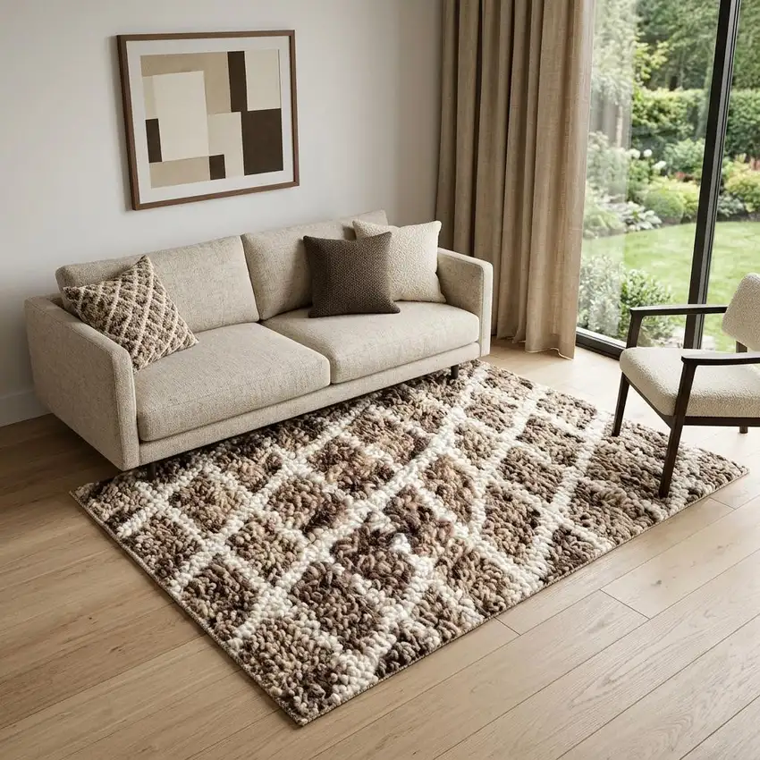 Brown And Gray Geometric Area Rug Photo 1