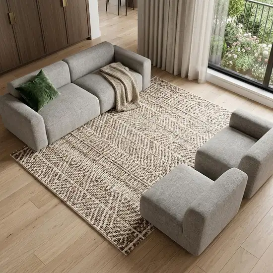 Brown And Gray Geometric Area Rug Photo 1