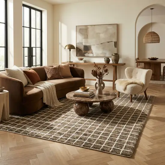 Brown And Gray Geometric Area Rug Photo 6