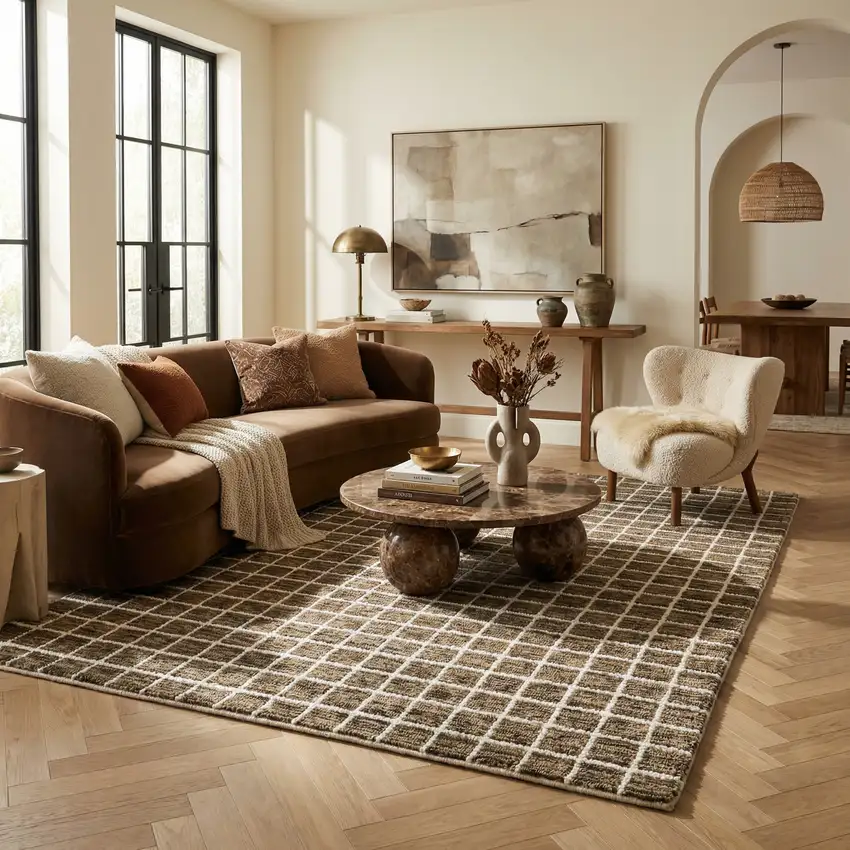 Brown And Gray Geometric Area Rug Photo 6