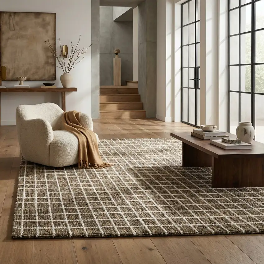 Brown And Gray Geometric Area Rug Photo 7