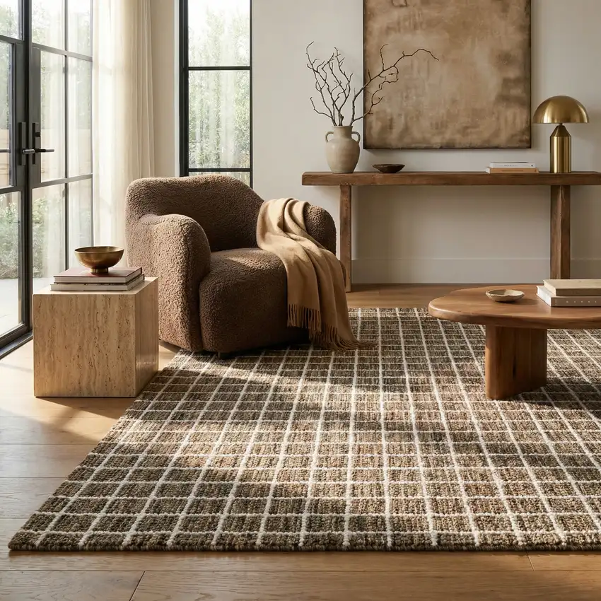 Brown And Gray Geometric Area Rug Photo 5