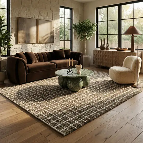 Brown And Gray Geometric Area Rug Photo 9