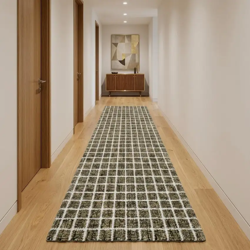 Brown And Gray Geometric Runner Rug Photo 1