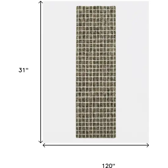 Brown And Gray Geometric Runner Rug Photo 9