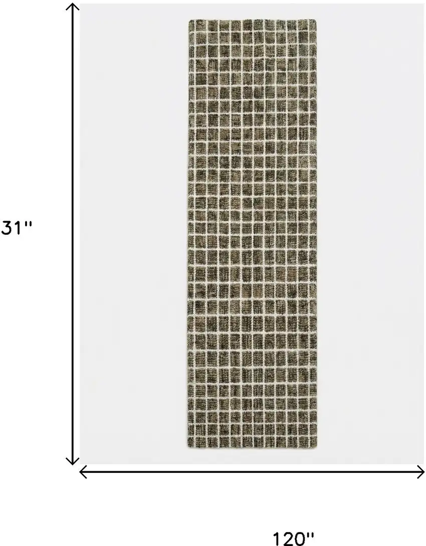 Brown And Gray Geometric Runner Rug Photo 9