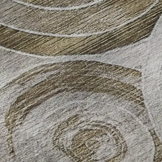 Brown And Gray Geometric Washable Area Rug With UV Protection Photo 9