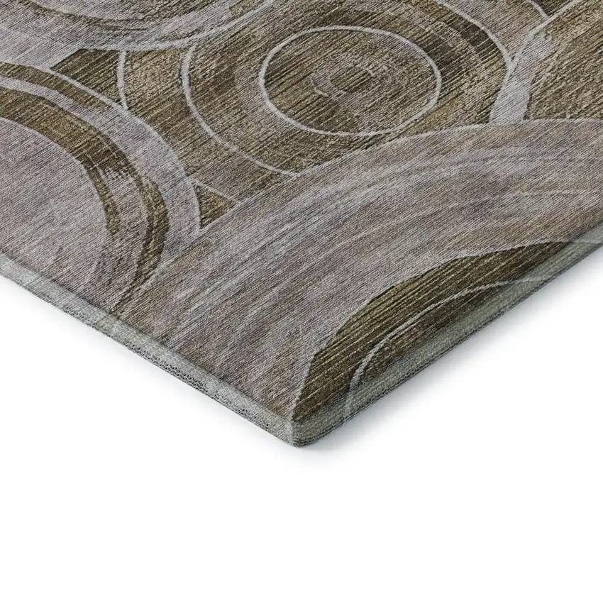 Brown And Gray Geometric Washable Area Rug With UV Protection Photo 7