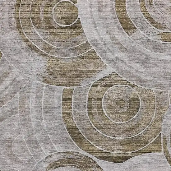 Brown And Gray Geometric Washable Area Rug With UV Protection Photo 2