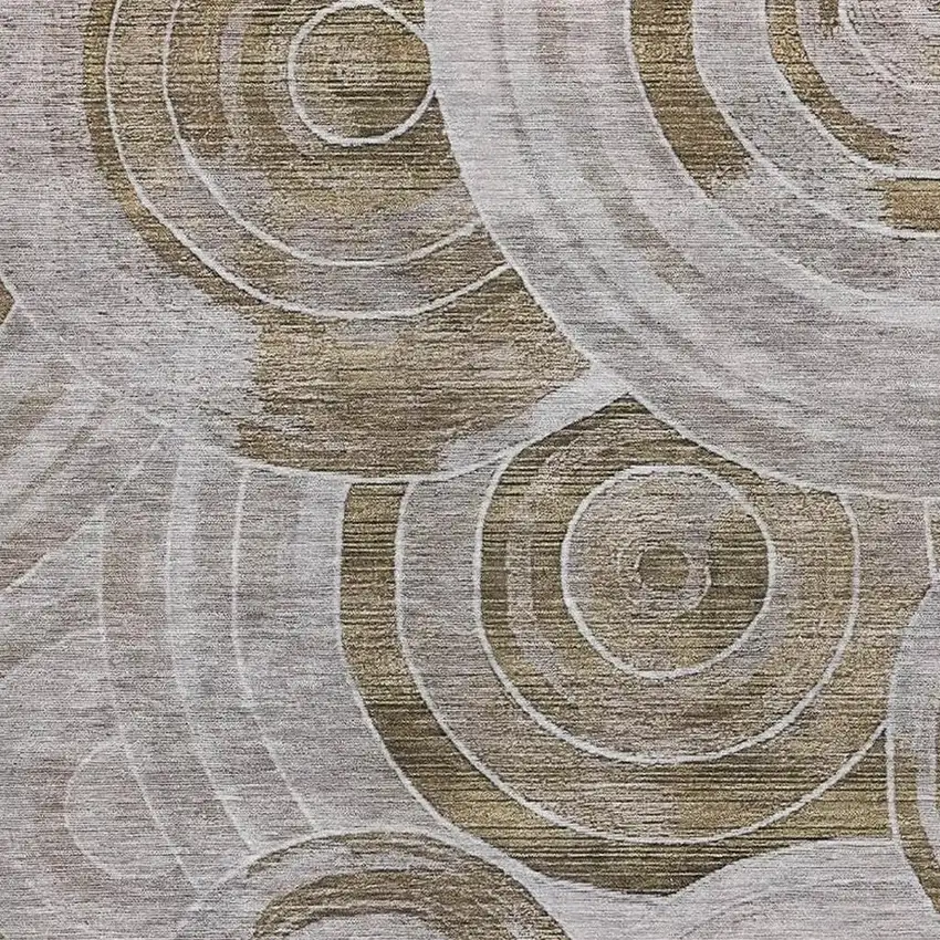 Brown And Gray Geometric Washable Area Rug With UV Protection Photo 2